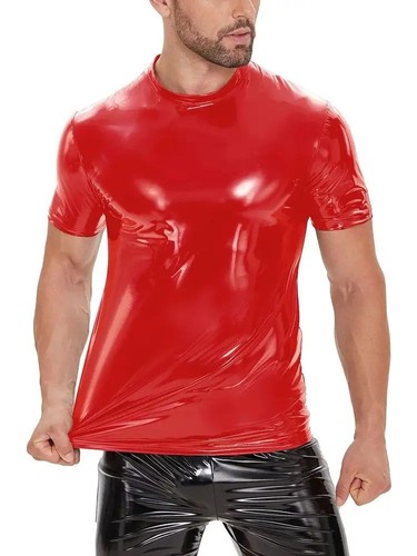 Men faux leather short - leather,