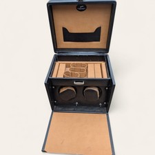 Luxury Automatic Dual Watch Winder Storage Box – Leather Look – Battery & Mains 