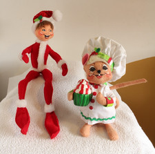 Annalee Dolls 2012 Christmas Cupcake Mouse & Elf Large poseable decoration