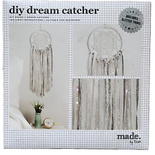 dreamcatcher kit, white, includes ring, lace, ribbons, irridescent sequins