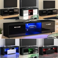 Black TV Unit Cabinet Stand LED Modern MDF Furniture Matte Gloss Entertainment