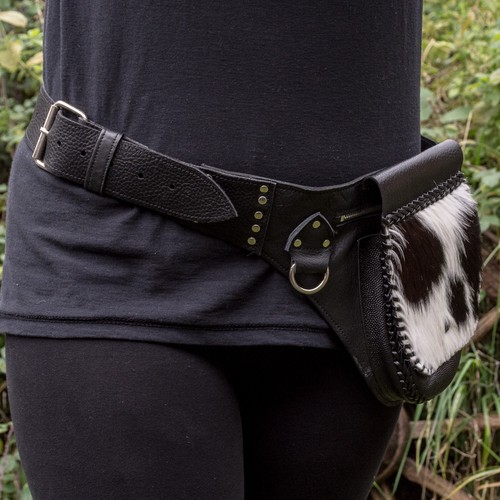 Leather goatskin pouch - leather,
