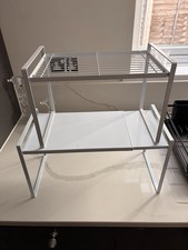 Minimalist 2-Tier Metal Counter Shelf / Kitchen Organiser – White