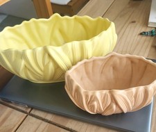 Vintage Sylvac Plant Pot Vase X2   1 Yellow  1 Beige 2485   2482