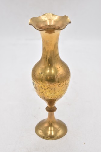 Vintage brass pedestal vase - vintage,