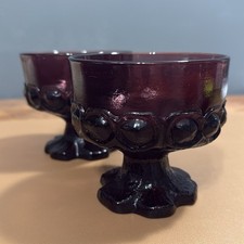 Set of 2 plum purple colored Tiffin Franciscan Madeira Champagne Coupe Glasses