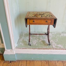 Bevan Funnell Upcycled Extending Burr Yew Wood Side End Lamp Card Table