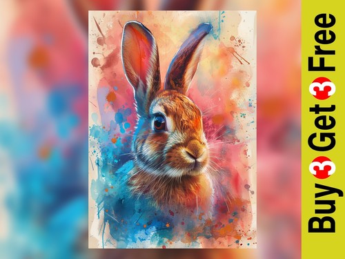 Colorful rabbit watercolor - colorful,