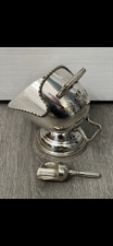 Vintage silver sugar shuttle / salt pig with Scoop etched with flowers