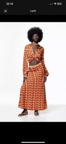 Zara brown printed - brown, linen