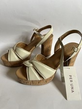 M&S Per Una Cream Leather Platform Cork Sandals Sz4 RRP £65