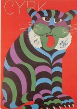 CAT AN D DOG CONTINENTAL SIZE  POSTCARD CYRK CAT V GD