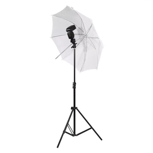 Black hot shoe flash - flash, umbrella