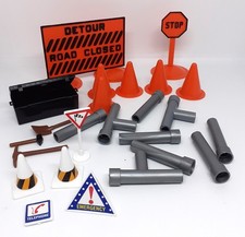 Collection of Assorted Toy Signs Road Traffic plus Pipes and Tools