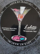 Lolita "Shopaholic" Hand Painted Martini Wine Glass with Recipe  7 oz  -  New