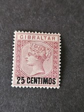 Gibraltar Queen Victoria 25 Centimos Overprint Mint Stamp QV