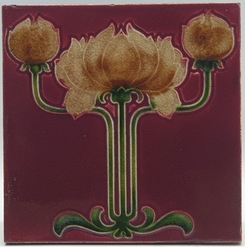 Art nouveau fireplace tile - fireplace,