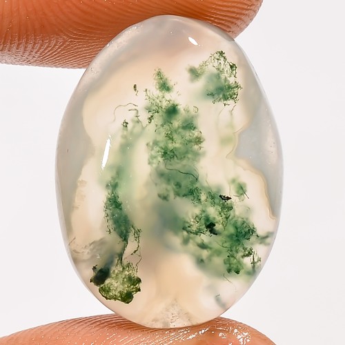 100 natural moss agate - natural, oval