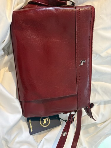 Red leather bag - red,