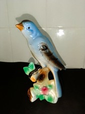 Vintage  Budgie blue ceramic ornament 7.inches tall 