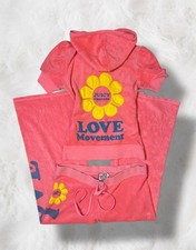 Juicy Couture Rare Coral Terry Cloth ‘Love Movement’ Capri 2 Piece Tracksuit, S
