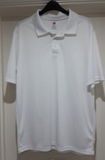 Hanes Cool Dri Breathable White Sports Polo Shirt Size M Chest 44" Excellent Con
