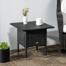 PE Rattan Outdoor Coffee Table, Rattan Side Table for Patio, Garden