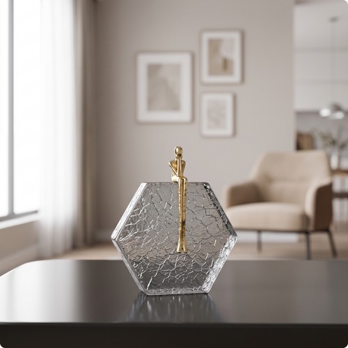 Crystal block sculpture with - block,
