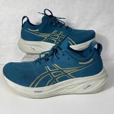 ASICS Men's Gel-Nimbus 26 Running Evening Teal/Light Mustard Size UK 10