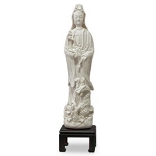 US Seller - White Porcelain Guanyin Asian Statue