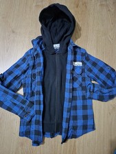 Boys Carbrini jumper hoodie top blue check age 8-9years shaket sweater 