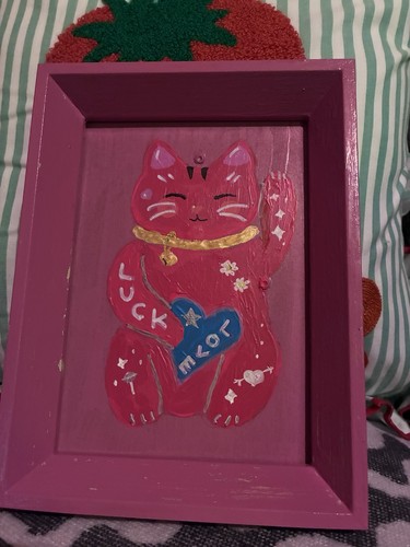 Hand painted lucky cat - cat, in