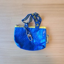 IKEA Knolig Mini Zipper Coin Keychain Bag Tote Key Holder Blue