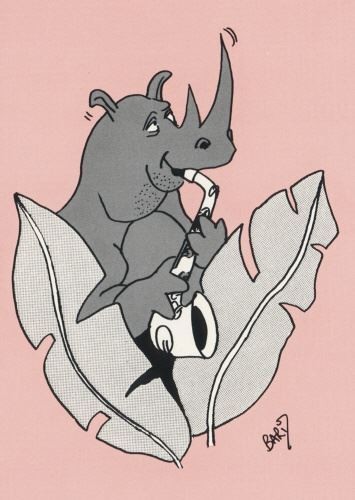 Card rhinoceros playing - -,
