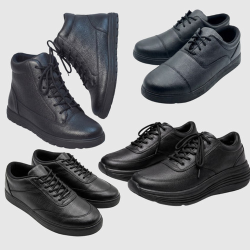 Men black textured leather - men's,
