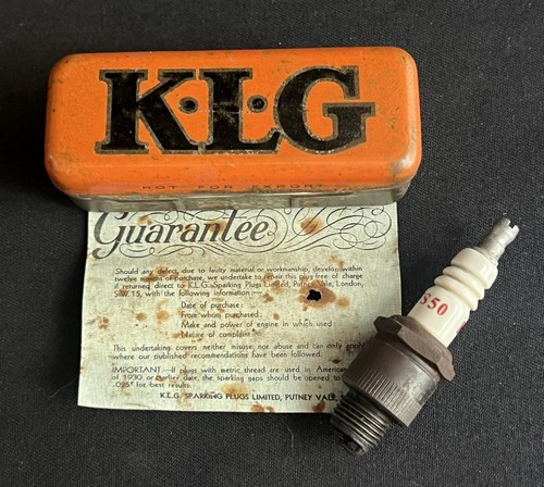 Klg spark plug tin vintage - tin,