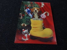 3d Christmas Greetings Dog Mouse Comic Postcard - 107506