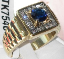 Mens sapphire gold ring blue