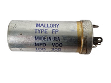 Vintage Mallory FP Electrolytic Capacitor – 100µF 300V  Type FP  129.1A USA