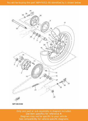 Yamaha hub rear 56p - hub,, rear,