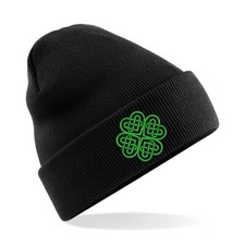 Celtic Embroidered Shamrock Logo Beanie Hat - A Touch of Irish Traditio