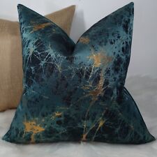 18"x18" Lava teal Glamorous Cushion Cover Modern Stylish Fryetts Marble Effect