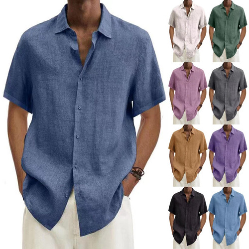 Mens short sleeve linen shirt - mens,