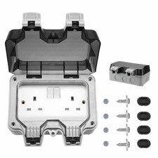 Waterproof Outdoor 13A 2Gang Storm Switched Socket Double IP66 Outside Use UK