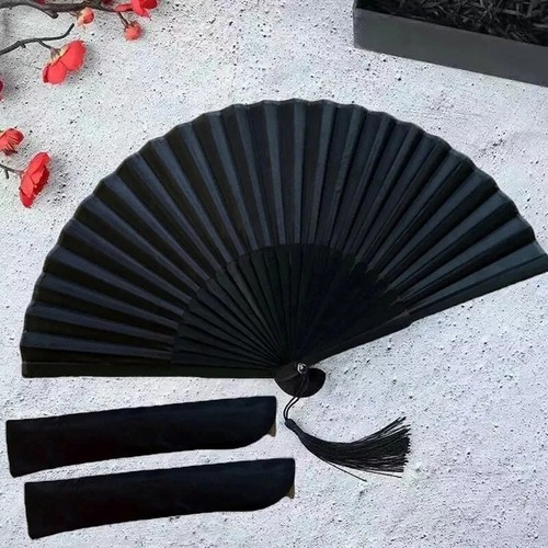 Black hand fan - hand, fans