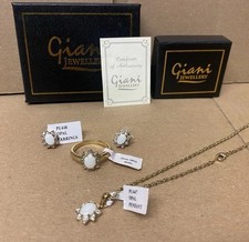 Vintage Giani Jewellery Gold Plated Star Opal Stone Ring & Necklace / Earrings