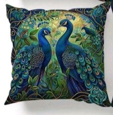 1 X Peacock cushion covers peacock Feathers Blue Green