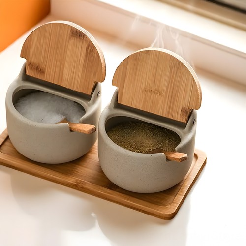 2pcs ceramic seasoning pots - 2pcs,