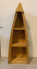 CHARMING Large Wooden 3-TIER Boat NAUTICAL Wall Display Shelf~GREEN