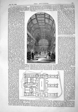 Antique Print 1868 Leeds Exhibition Building Ground Floor Plan Architecture